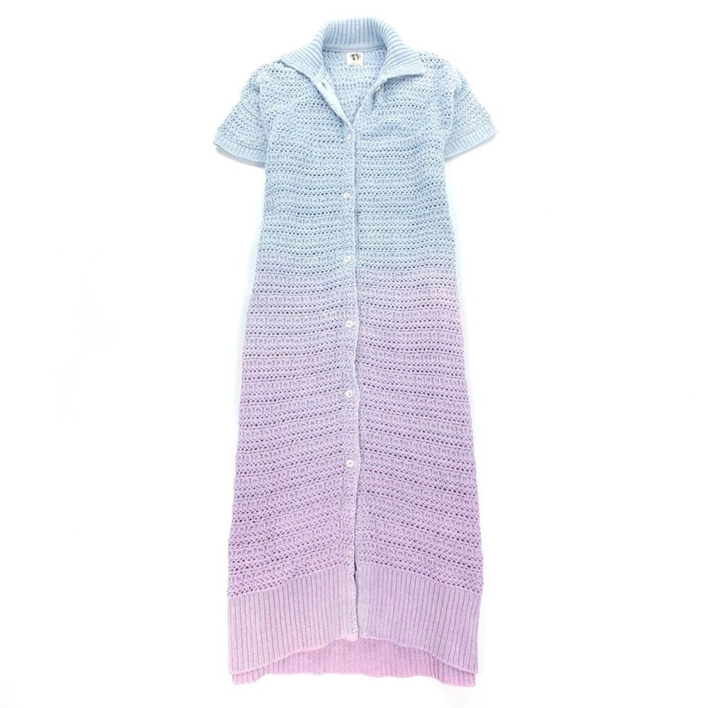 FREE PEOPLE Alicia Cardigan Button Down Knit Duster Maxi Shirt Dress Boho Ombre